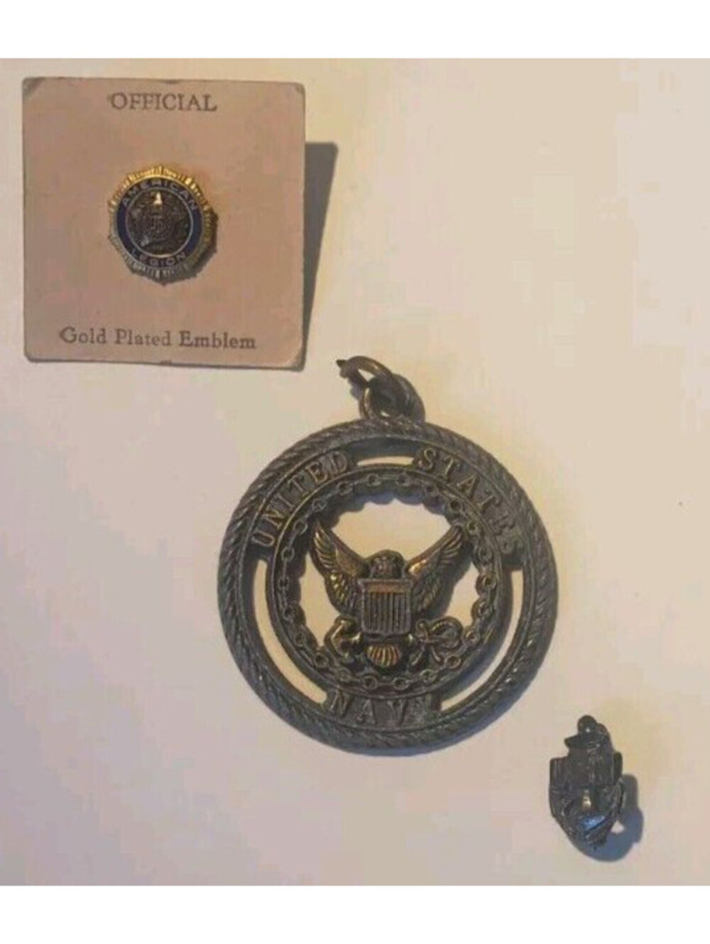 VTG Military Pins American Legion Gold Plated USN Sterling Navy Anchor Lapel